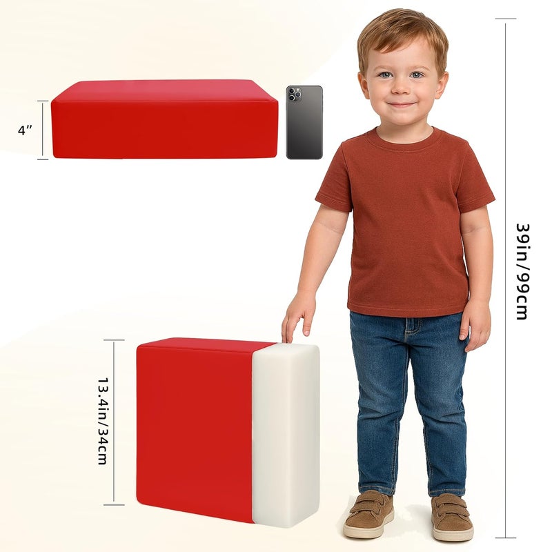 Eiury Toddler Booster Seat Dining Table Kitchen Chair, Waterproof Anti-Scratch PU Cushion, Non-Slip Bottom, Adjustable Buckle Straps, Easy Clean Portable Seat Cushion (Red) - Image 5